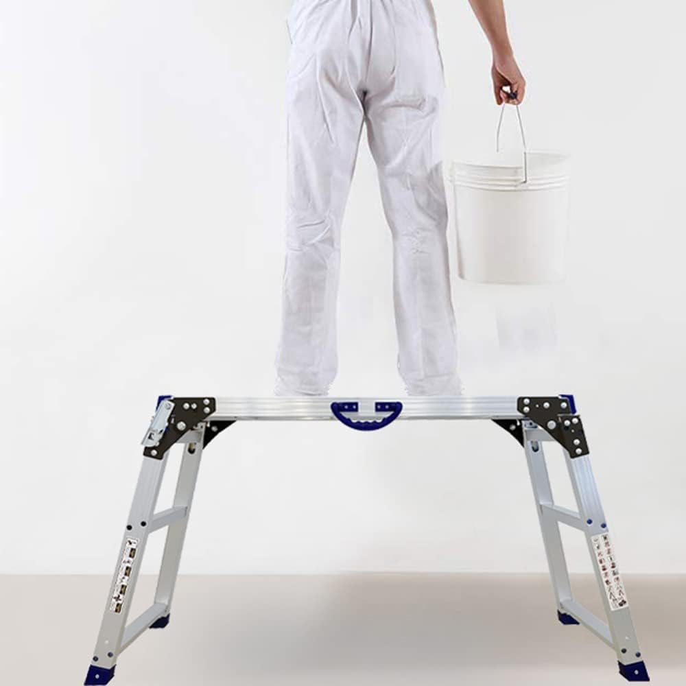 LEADALLWOOK Work Platform 39"x12",50 Gear Adjustable Height 25 to 35 inches Portable Folding Aluminum Step Ladder of Capacity 330 Lbs Heavy Duty