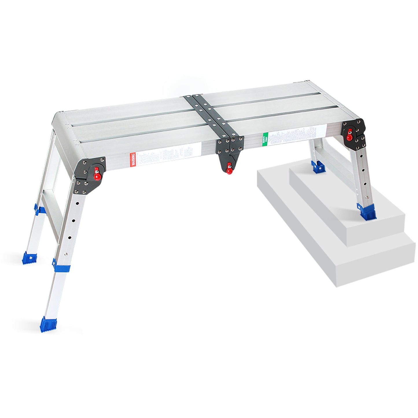 LEADALLWOOK Folding Aluminum Stool 43"(L) x12(W) x20(H) Aluminum Platform Ladder with One-Touch Automatic Fold 330 Lbs Capacity