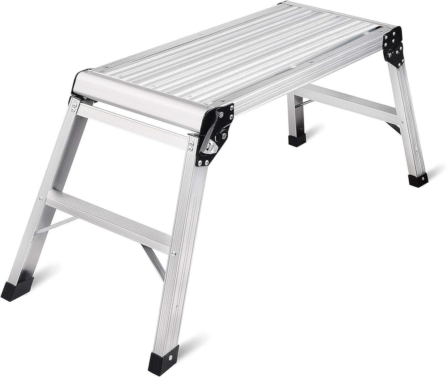 LEADALLWOOK Folding Aluminum Stool  30"x12"x20" Step Ladder Heavy Duty Foldable Aluminum Platform 330 Lbs Capacity