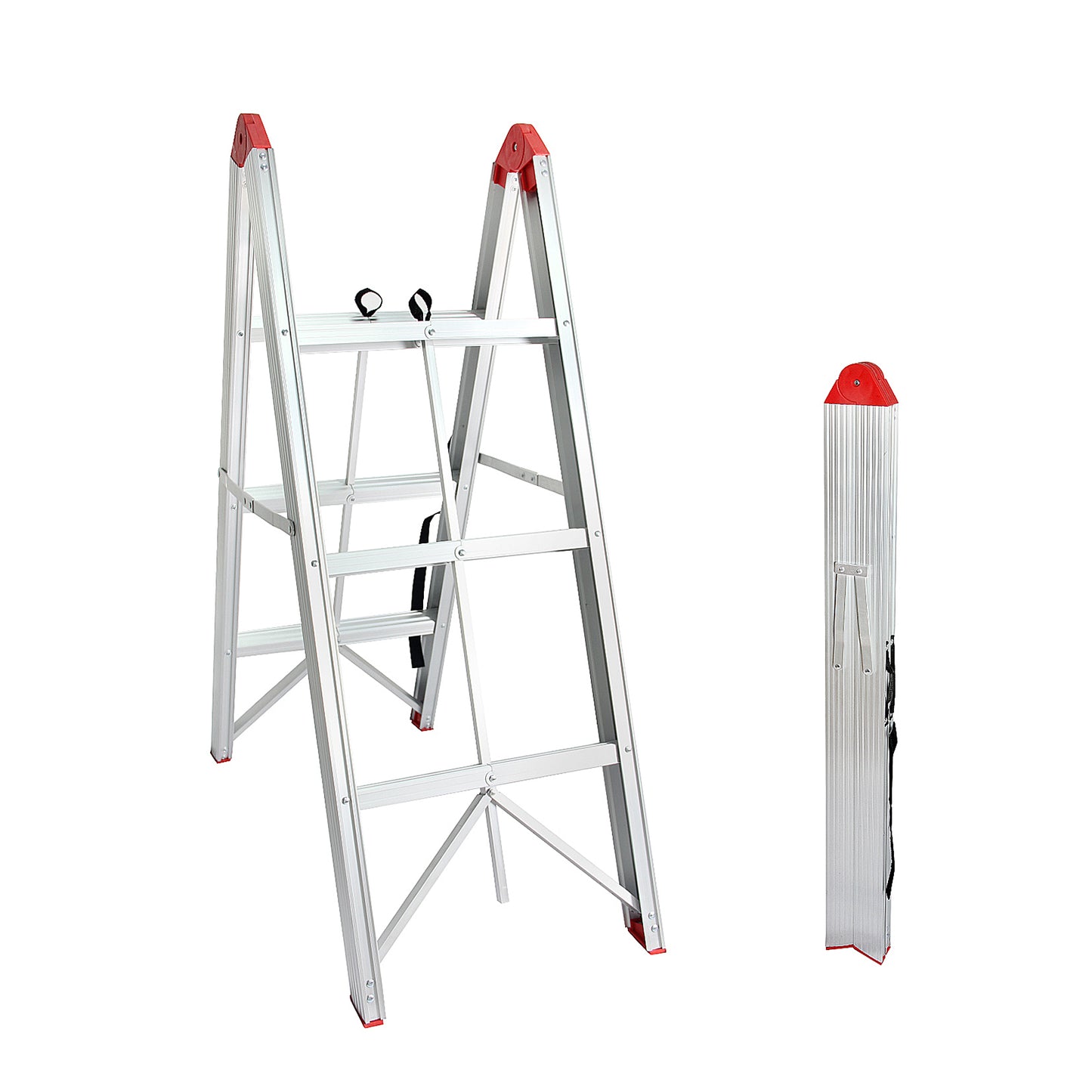 LEADALLWOOK Step Ladder 3 Step Folding Compact Ladder Aluminum A Frame Foldable Twin Front Step Stool, EN131 Certified, 330lb Capacity