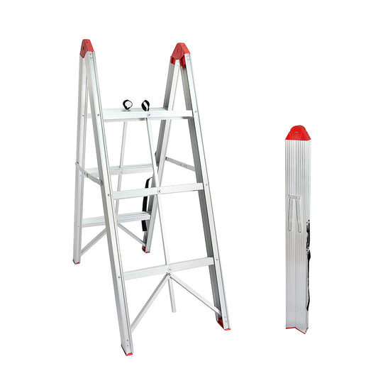 LEADALLWOOK Step Ladder 3 Step Folding Compact Ladder Aluminum A Frame Foldable Twin Front Step Stool, EN131 Certified, 330lb Capacity