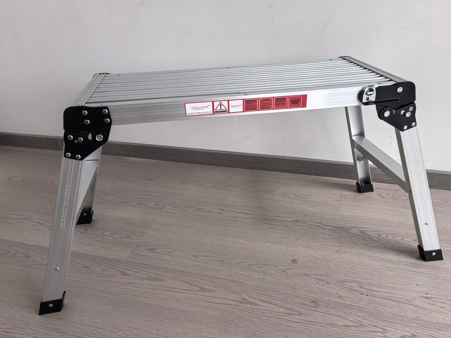 LEADALLWOOK Folding Aluminum Stool  30"x12"x20" Step Ladder Heavy Duty Foldable Aluminum Platform 330 Lbs Capacity