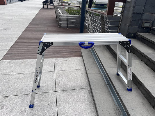 LEADALLWOOK Work Platform 39"x12",50 Gear Adjustable Height 25 to 35 inches Portable Folding Aluminum Step Ladder of Capacity 330 Lbs Heavy Duty